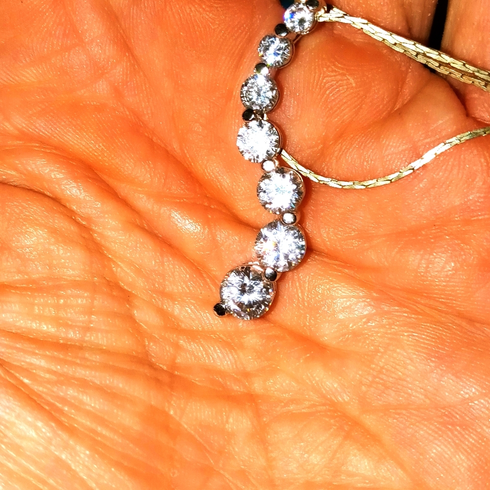 Sterling silver lab created diamond necklace